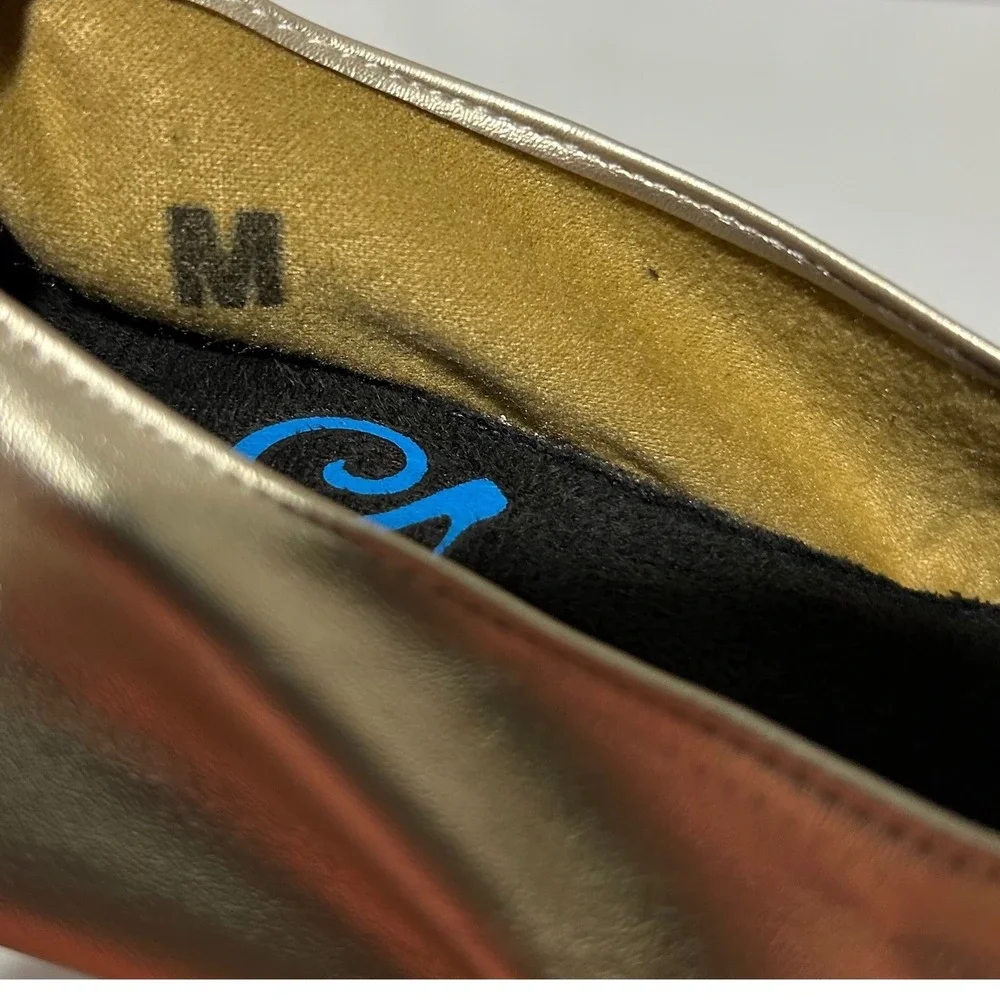 Cinderollies Women's Ballet Flats Size M Metallic Gold Slip On‎ Foldable Travel